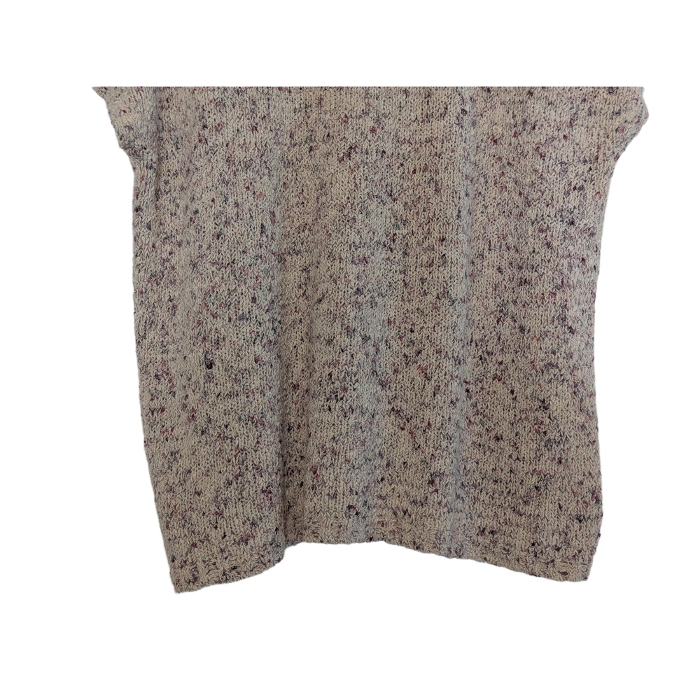 Pure Jill Short Sleeve Knit Sweater Womens MP Beige Speckled Minimalist Soft - Picture 6 of 11